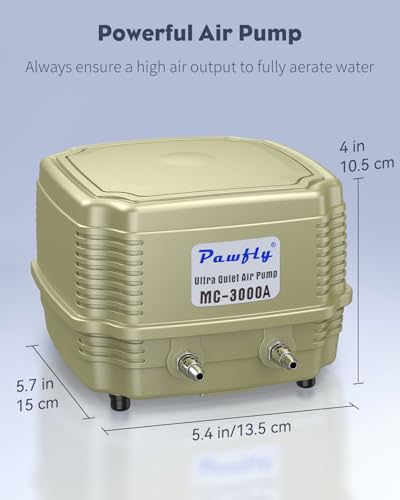 Pawfly Aquarium Air Pump 254 GPH Dual Outlets Fish Tank Air Pump for Tanks up to 300 Gallons Adjustable Quiet Oxygen Pump Fish Tank Aerator with Airline Tubing and Check Valves - size: PRO Standard (Up to 300 Gallon)