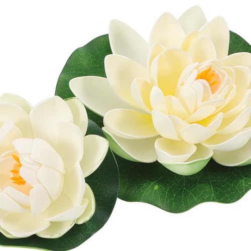 6pcs Lifelike Foam Floating Lotus Flowers with Water Lily Pads, Artificial Pond Decoration for Aquarium, Pool, Garden, and Home Display
