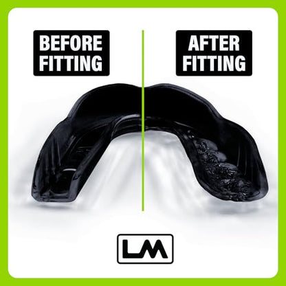 Loudmouth Sport Slim-Fit Boil & Bite Mouth Guard (2 Pack) Plus Mouthguard Case, Advanced Protection for All Contact Sports (Black) - color: Black