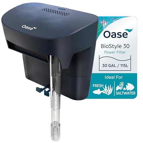 OASE BioStyle Power Filter for Aquariums up to 30 gallons, Multi-stage Filtration, Easy Maintenance, Quiet Hang on Back Filter, Navy Blue - color: Navy, size: 30