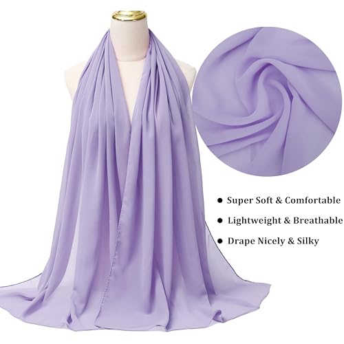 Chiffon Shawls and Wraps - Lightweight Scarve for Women Evening Dresses Wedding Bridal Formal Party - color: H-lilac