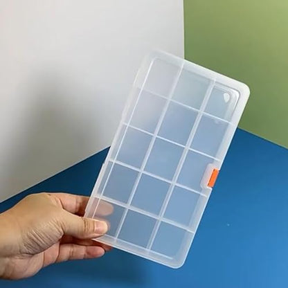 Jewelry Organizer (2 Pack) Clear Plastic Organizer Box (15 Girds), Beads Storage Containers Box for Small Items and Other Craft Projects,Size 7.91 x 4.37 x 0.71 in - size: 15 Grids