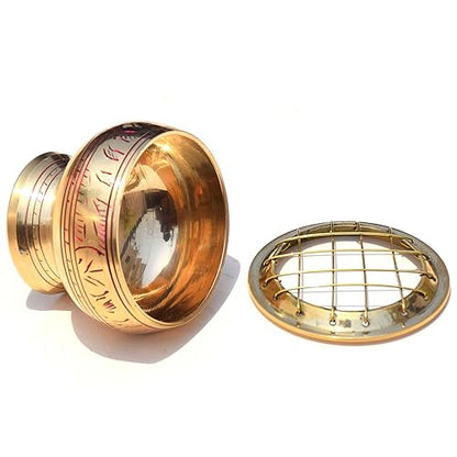 Pure Source India Brass Dhoop and Kapur Dhoop Dani 2.3" inch for Home Purifying for Home, Offices & Temples Puja, Hawan Pure Brass Incense Holder - Perfect for Gifting & Home Decor