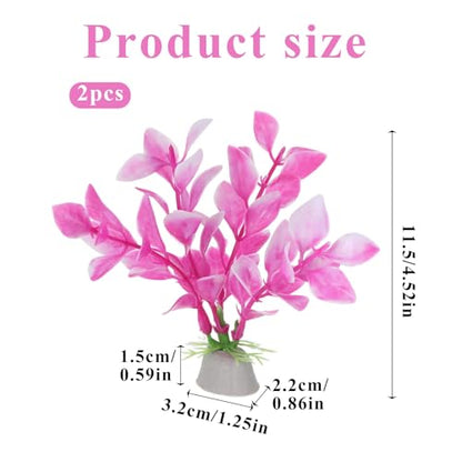 2 Pcs Betta Fish Tank Decor, Plastic Fish Decorations for Tank, Pink Aquarium Plants Ornaments for Betta Fishes Hammock Water Grass Accessories