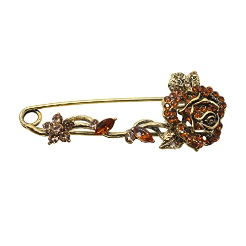 Crystal Pearl Flower Brooches Pins Fashion Beautiful Created Rhinestone Floral Brooch Good Idea for Party Dance Wedding Banquet for Elegant Women Girl - color: Retro Rose Flower