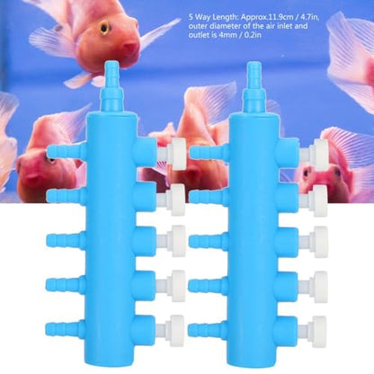 2Pcs 4mm Adapter Connector Plastic Distributor Aquarium Air Pump Splitter for Fish Tank Oxygen Tubing(5 Way) - style: 5 Way