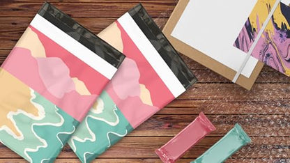 10x13 (100) Beach Sunset Designer Poly Mailers Waterproof Self Sealing Tear Resistant Polymailers Shipping Envelopes Premium Printed Bags For Small Businesses - color: Beach Sunset, size: 10x13