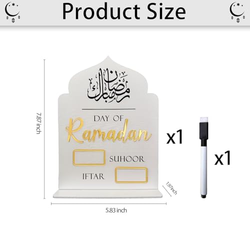 Ramadan Advent Countdown Calendar 2026 – Eid Mubarak Decoration Set with Erasable Pen – Islamic and Mosque Themed Home Decor for Table Centerpieces – Ideal Gift for Muslim Families