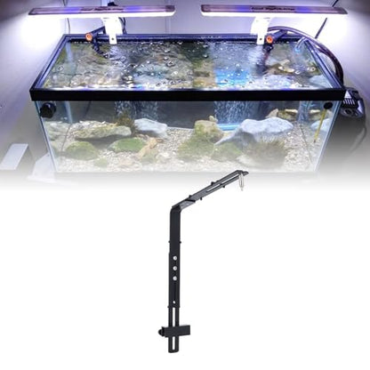 YOUTHINK Fish Container Light Bracket, Aluminum Alloy Aquarium Light Holder Professional Adjustable Height Lamp Stand for Hanging Lamp (Black) - color: Black