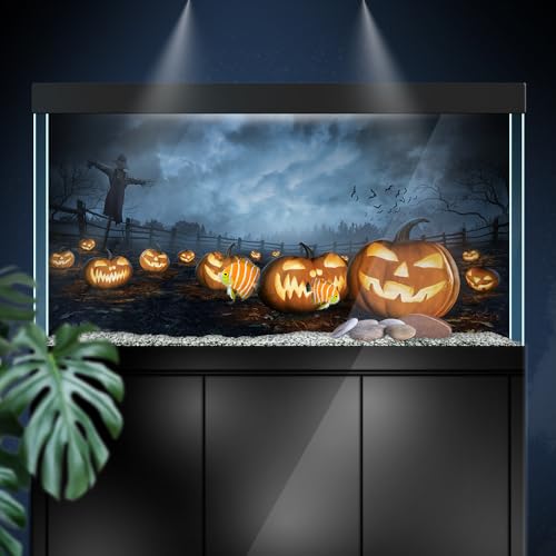 Aquarium Background Stickers - Halloween Pumpkin Night - Fish Tank Reptile Terrarium Decor Poster (100 x 50 cm / (39.3 x 19.6 inches)) - size: 100 x 50 cm / (39.3 x 19.6 inches)