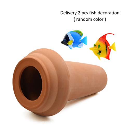 Saim Ceramic Spawning Breed Cone Orange Fish Tank Ornaments for Discus Clownfish Angelfish Aquatic Pets Breeding Cones Play Hide Rest 7 Inches