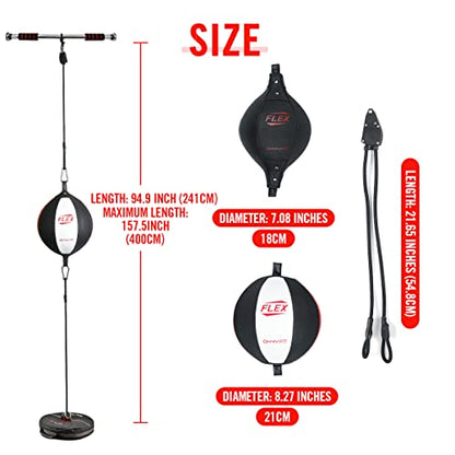 Flex Double End Punching Bag - Bungee Cords w/Special Flex Adjustable System - Durable Bladder Speed Bag - Boxing Training Equipment for Adults - Home Gym Accessories - style: Round