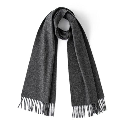 100% Pure Cashmere Scarf for Women Men, Warm Winter Wrap - color: Charcoal Grey