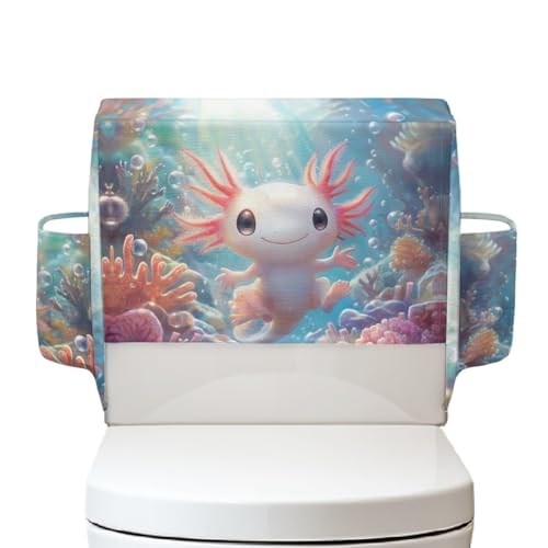 Toilet Tank Protector Covers with Storage Bag Washable Reusable Toilet Top Cover Fits Most Standard Tank for Indoor Decoration, Axolotl - color: Axolotl