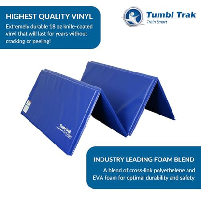 Tumbl Trak Gymnastics Folding Tumbling Panel Mat - color: Royal Blue, size: 4'x8'x1.38"