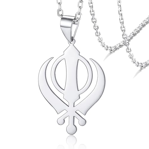 VASSAGO Sikhism Necklace Sikh Khanda Sword Necklace for Women Men - color: Sikhism Silver