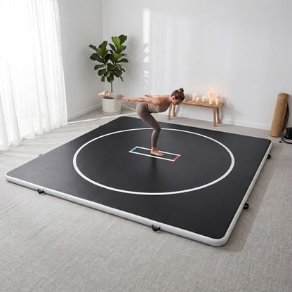 Inflatable Wrestling Mat 10FT / 13FT x 4IN, PVC Portable Wrestling Mats for Home, 4" Thick Jiu Jitsu Mats with Circles for Wrestling, Martial Arts, Jitsu, BJJ, Boxing, MMA, Judo Indoor Outdoor Use - size: 10FT*10FT*4IN