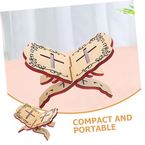 SHOWERORO Quran Holder Stand Hand-Carved Book Stand for Reading Elegant Islamic Decoration Multi-Functional Wood Book Storage for Quran and Other Texts