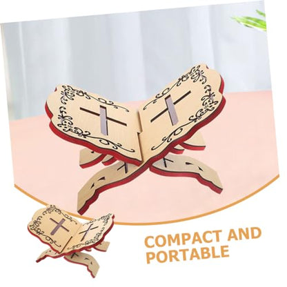 SHOWERORO Quran Holder Stand Hand-Carved Book Stand for Reading Elegant Islamic Decoration Multi-Functional Wood Book Storage for Quran and Other Texts
