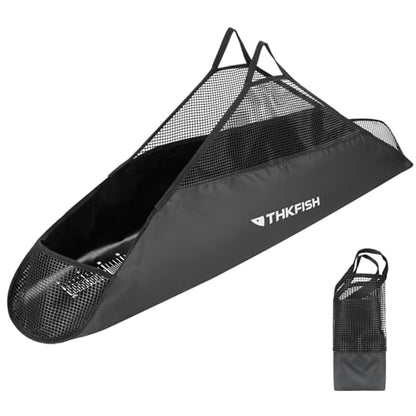 THKFISH Folding Weigh Sling Fish Bag - 47x10.5in Heavy Duty Transport Bag with Fish Ruler for Tournament Use