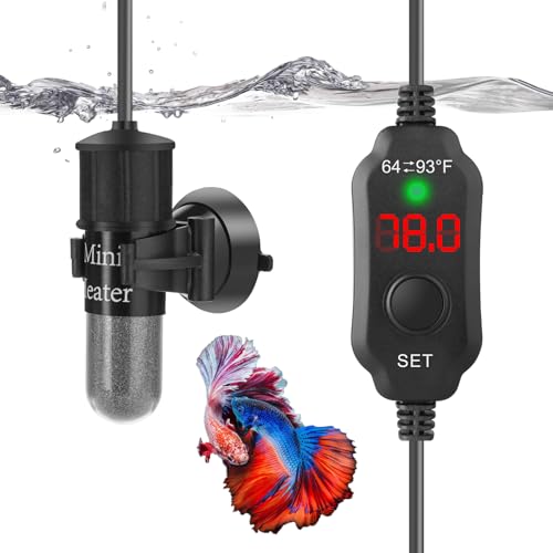 30W Mini Aquarium Heater for 4-6 Gallon Tanks | Submersible Fish Tank Heater with Digital Thermostat, Dry-Run & Overheat Protection, Memory Function - size: For Aquariums ≤ 6 Gal
