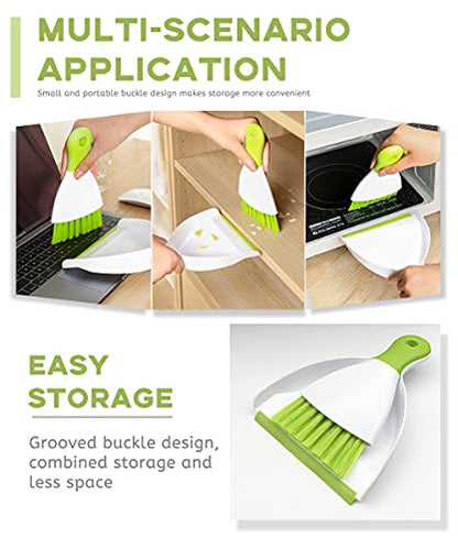 Dust pan Broom Brush Dustpan - Small Broom and Dustpan Set,Mini Broom and Dustpan,Small Dustpan and Brush Set for Home Cleaning,Sofa,Desk,Guinea Pig Cage,Cat Litter etc.（Green 2 Set） - color: Green, size: 2 Set