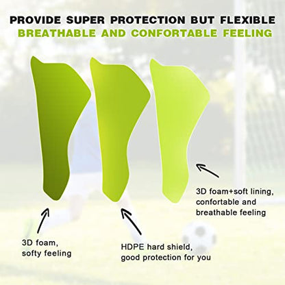 Soccer Football Shin Guards with Ankle Protection, Super Protective Flexible Low-Profile Adult,Youth, Junior - size: Medium