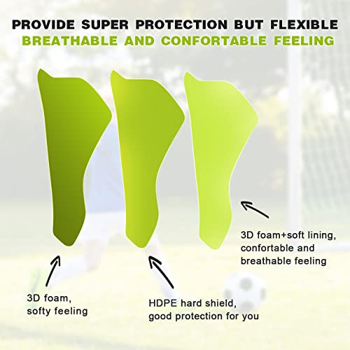 Soccer Football Shin Guards with Ankle Protection, Super Protective Flexible Low-Profile Adult,Youth, Junior - size: Large