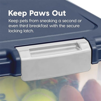 IRIS USA Dog Food Storage Container, 30 lbs & 11 lbs Combo, Cat Food Storage Container, Dog Treat Container, Airtight, Stackable, 2-Cup Scoop, Wheels, Easy Mobility, Navy - color: Navy