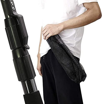 SANLIKE Collapsible Telescopic Fishing Net Rubber Coated Salt/Freshwater | Rubber coated net, fiberglass pole, non-slip rubber handle, various telescopic sizes, one-click storage - color: Black, size: Medium