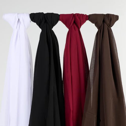 Febfim 4 PCS Muslim Women Soft Premium Solid Chiffon Hijab Scarves Shawl Long Scarf Wrap Scarves with Gift Box - color: 2025 5f