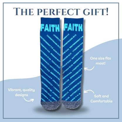 Men's – Christian Crew Socks for Men with Scripture | Moisture-Wicking | Easter Gift Idea - color: Faith Verses