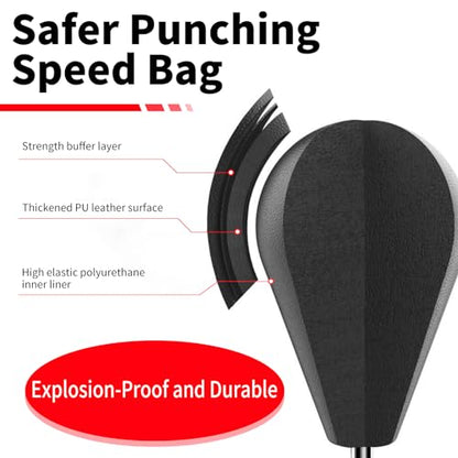 Punching Bag for Adults and Kids - Height Adjustable Suction Cup Base Boxing Bag with Stand, Boxing Equipment Fitness, Reflex Bag Speed Bag for Training - color: Black Punching Bag with Floor Sticker
