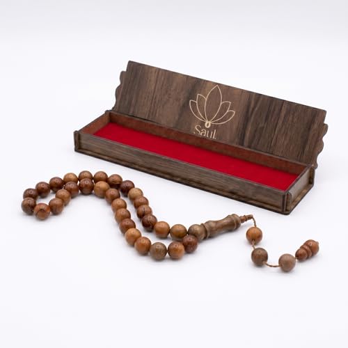 Saul. Handmade Kuka Tasbih 33 Beads, Traditional Islamic Prayer Beads with Tassel, Premium Misbaha Gift Box