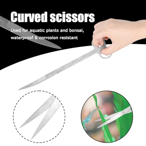 4Pcs Stainless Steel Aquascape Tool Kit with Tweezers Scissors Spatula | Silver Anti-Rust Fish Tank Starter Kit Aquarium Plant Tools for Trimming Scraping Reptile Feeding - color: Silver