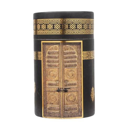Islamic Prayer Rug 4 Pcs Gift Set with Kaaba Design Box | Sajadah, Tasbih, Perfume | Suitable for Ramadan, Eid, Travel, or Home (Black, Standart) - color: Black