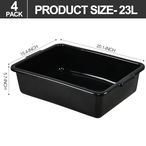 Commercial Bus Tubs, Bus Box/Tote Box, Set of 4, Black (23 L) - size: 23 L