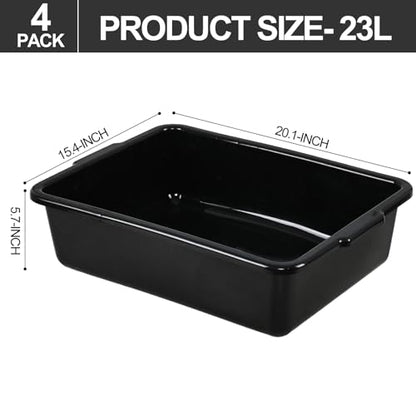Commercial Bus Tubs, Bus Box/Tote Box, Set of 4, Black (23 L) - size: 23 L