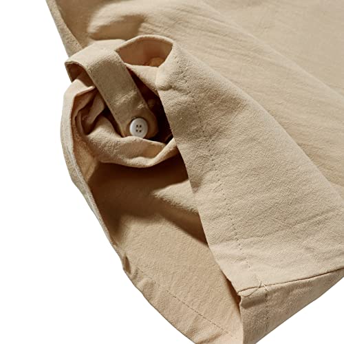 YAOHUOLE Men's Short Sleeve Kaftan Thobe Side Split Caftan with Pockets Long Gown Thobe - color: Khaki, size: Medium