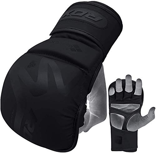 RDX MMA Hybrid Sparring Gloves, Maya Hide Leather, Open Ventilated Palm, Padded Mitts Martial Arts Kickboxing Muay Thai Training Cage Fighting, Men Adult, Punching Bag and Pads Workout - size: Small