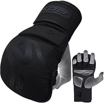 RDX MMA Hybrid Sparring Gloves, Maya Hide Leather, Open Ventilated Palm, Padded Mitts Martial Arts Kickboxing Muay Thai Training Cage Fighting, Men Adult, Punching Bag and Pads Workout - size: Small