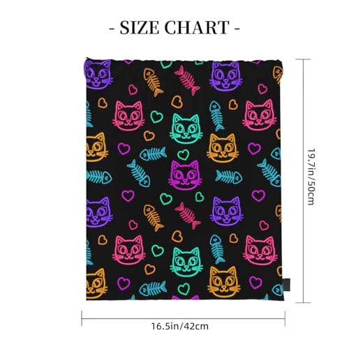 Lightweight Waterproof Drawstring Bag Goth Cute Cat And Fish, Breathable String Backpack for Yoga and Training - color: Pattern (359)