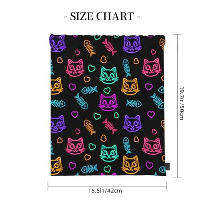 Lightweight Waterproof Drawstring Bag Goth Cute Cat And Fish, Breathable String Backpack for Yoga and Training - color: Pattern (359)