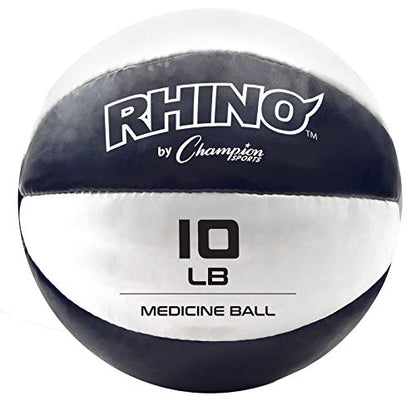 Champion Sports Leather Medicine Balls – Durable Weighted Balls for Strength, Core & Conditioning Training - style: Navy (9-10 lbs)