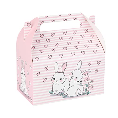 Hammont Party Favor Treat Boxes – 10 Pack - Easy Assemble Easter Bunny Themed Gable Boxes, Cookie Box for Gift Giving, Baby Shower Party Favors, Birthday and Holiday Party Décor - 6.25x3.75x3.5 Inches - color: Easter Bunny Themed