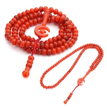 2 Pack Prayer Beads, Muslim Tasbih 99 Beads Allah & Muhammad Islamic Prayer Rosary Muslim Islam Misbaha Tasbeeh 99 Necklace for Men and Women(Red) - color: Red