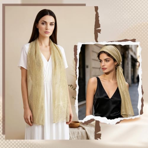 GERINLY Lightweight Scarves Fashion Print Cotton Feel Scarf for Women Shawl - color: Gold