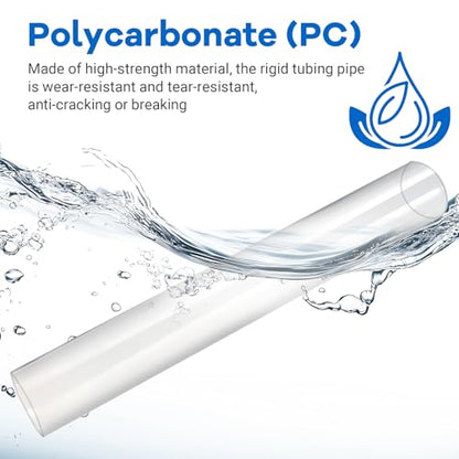 Luomorgo Clear PC Rigid Tubing Pipe, 1 Pack, Round Plastic Tube | 1.6 Inch (41mm) ID x 1.77 Inch (45mm) OD x 12 Inch (305mm) Length, for Fish Tank, Water Pipe & DIY Lighting - size: 41mmx45mm