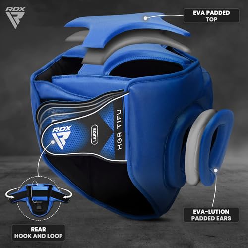 RDX Boxing Headgear MMA Muay Thai, Removable Face Grill, Head Gear for Sparring Grappling Martial Arts Kickboxing Taekwondo Karate BJJ Training - color: Blue, size: Medium