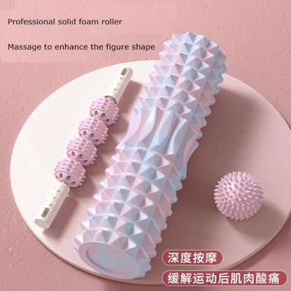Solid Foam Roller Yoga Stick Roller Dual-Zone Leg Muscle Relaxation Deep Massage Relaxation Pain Relief (Blue (Hollow)) - color: Blue ( Hollow )